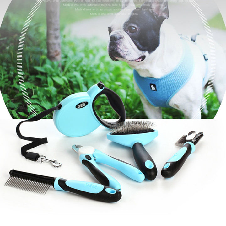 Five-piece pet grooming supplies for on the go