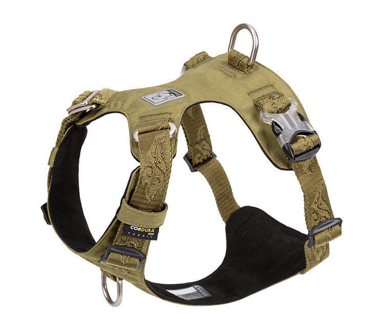 military green 2 ring no pull dog harness