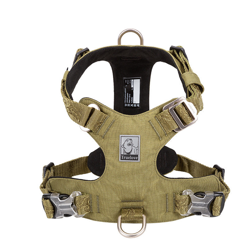 military green 2 ring no pull dog harness